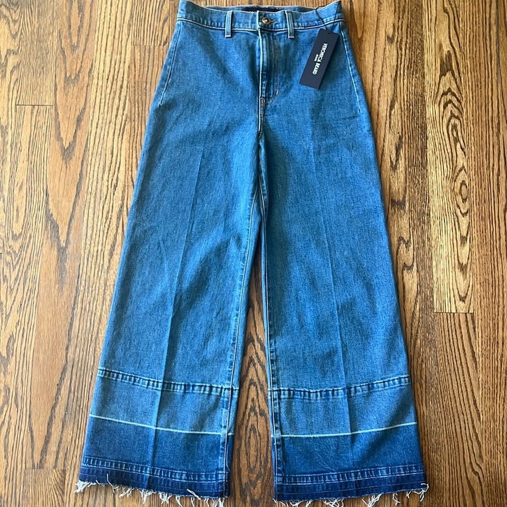 Veronica Beard Grant Wide-Leg Crop Jean | Released Hem NWT Size 27. New fall